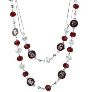 NEW FLORIDA STATE SEMINOLES Sterling Silver Bead & Disc Logo Team Color Necklace